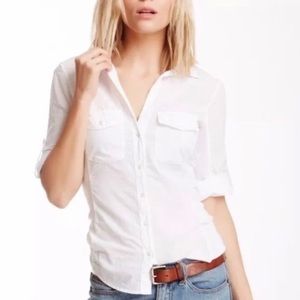 Standard James Perse White 3/4 Tab Sleeve Shirt